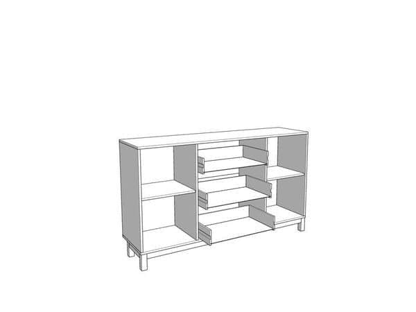 Amos Mann Furniture Cassio cashmere taupe panelled sideboard in a modern living room setting