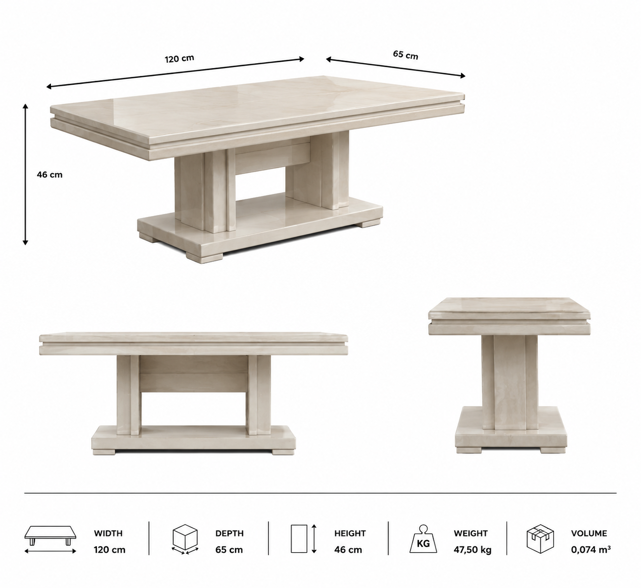 Modern coffee table – Italian design, spacious and sturdy for contemporary living rooms
