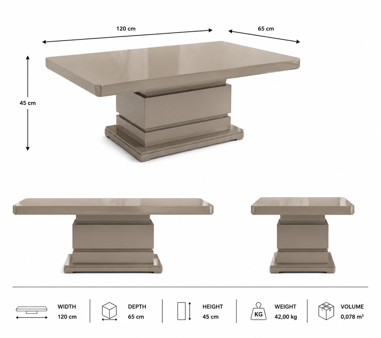 Sleek coffee table with refined Italian design – functional and spacious for contemporary living rooms
