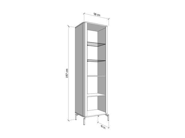 Amos Mann Furniture Darigon display cabinet with doors open showing the internal shelving