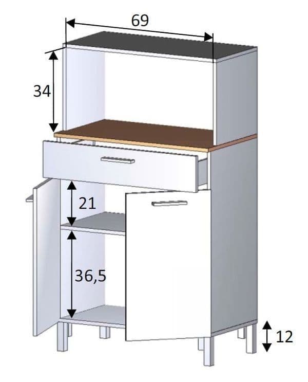 Amos Mann Furniture Denby white and oak utility kitchen cupboard in a modern kitchen setting