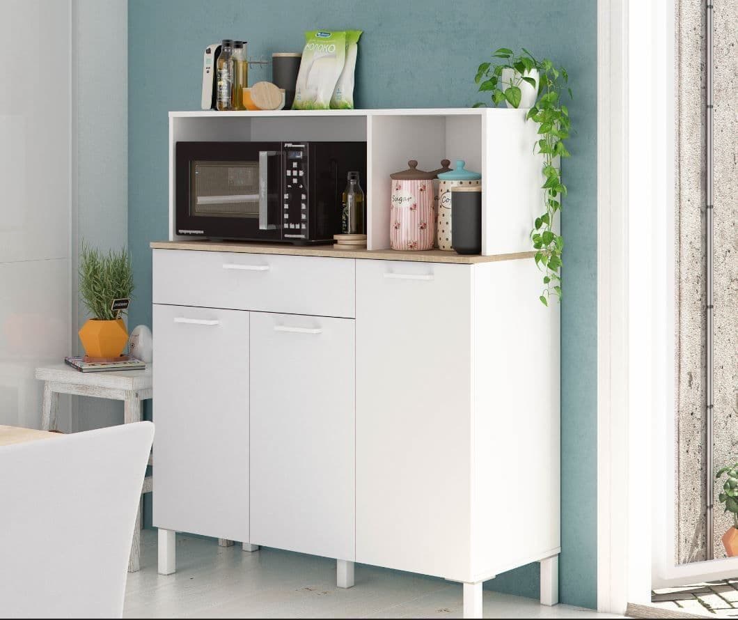 Amos Mann Furniture Denby white and oak 3 door utility kitchen cupboard in a modern kitchen setting