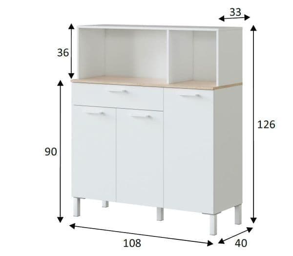 Amos Mann Furniture Denby white and oak 3 door utility kitchen cupboard in a modern kitchen setting