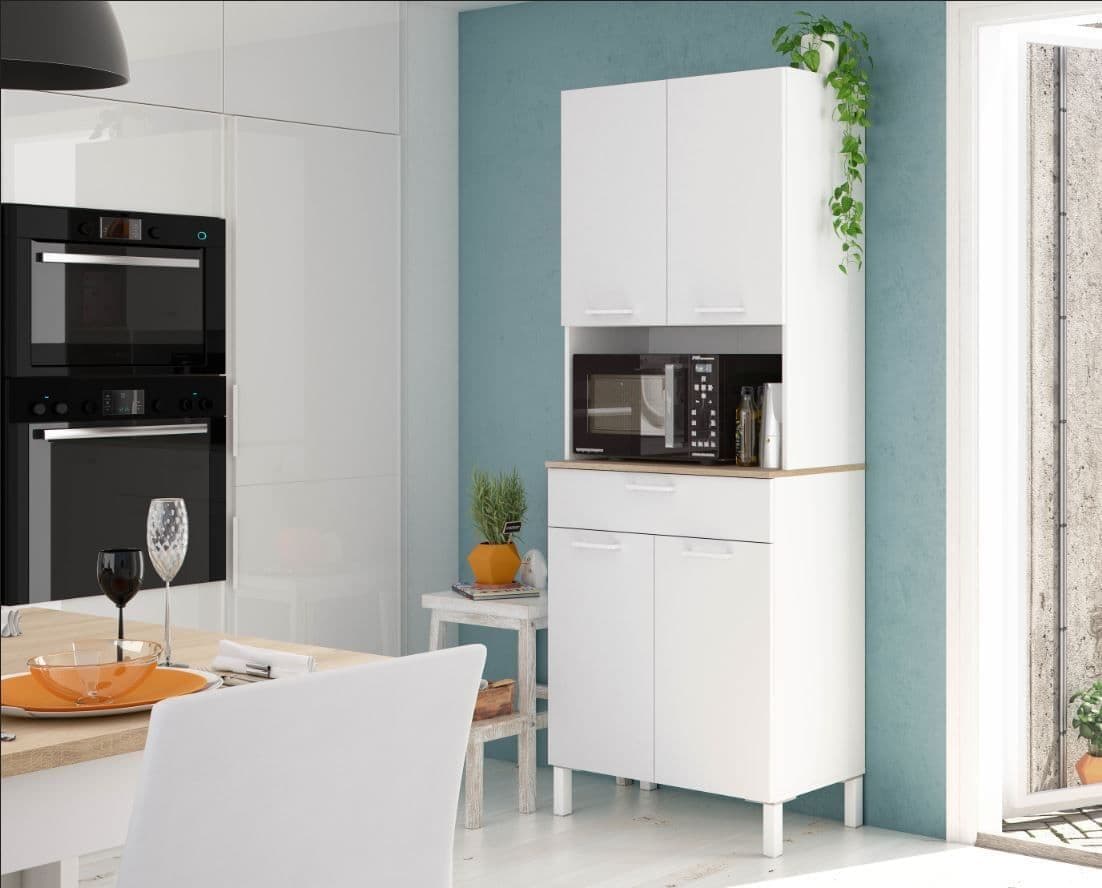 Amos Mann Furniture Denby white and oak 4 door utility kitchen cupboard in a modern kitchen setting