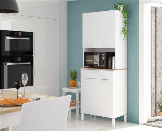 Amos Mann Furniture Denby white and oak 4 door utility kitchen cupboard in a modern kitchen setting