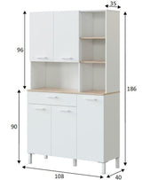 Amos Mann Furniture Denby cupboard showing the 5 doors, 1 drawer and hutch for microwave