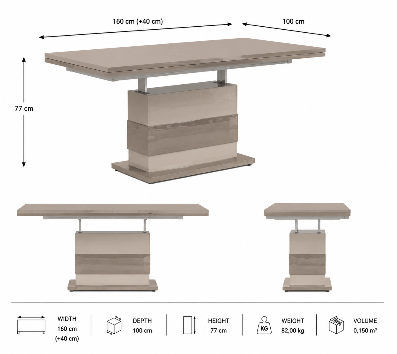 Extending dining table with versatile Italian design – spacious for family gatherings