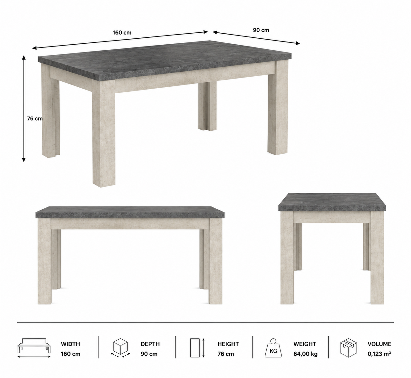 Classic fixed dining table – timeless Italian design, robust and spacious for family meals