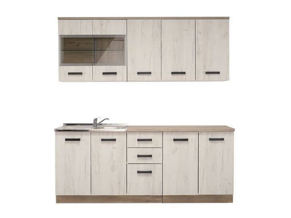 Amos Mann Furniture Gabriel white oak effect kitchen units in a modern kitchen setting