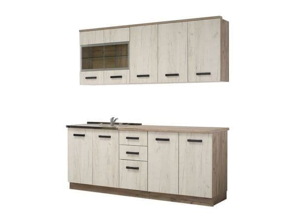 Amos Mann Furniture Gabriel white oak effect kitchen units in a modern kitchen setting