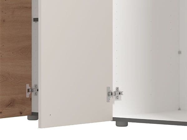 Amos Mann Furniture Granada cashmere and oak effect mirrored 5 door wardrobe in a modern bedroom setting
