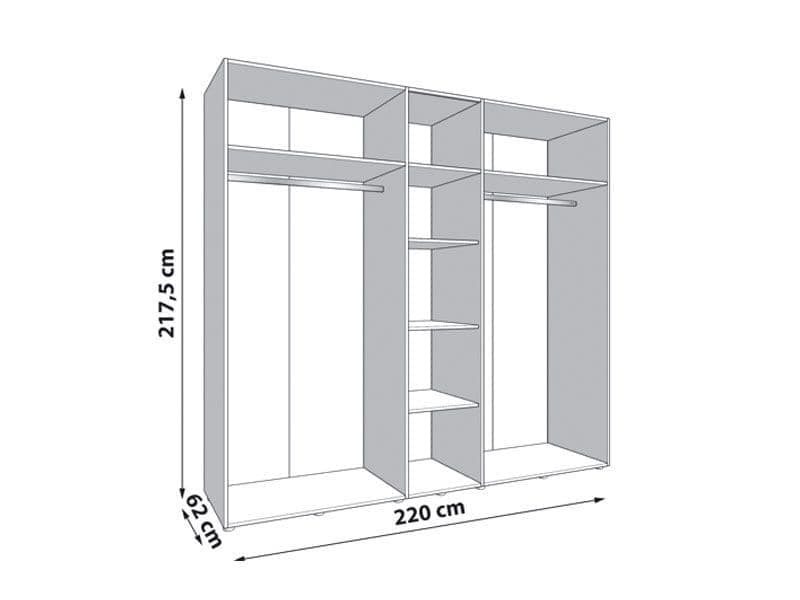 Amos Mann Furniture Granada cashmere and oak effect mirrored 5 door wardrobe in a modern bedroom setting