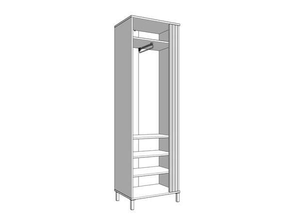 Amos Mann Furniture Granada cashmere and oak effect slim narrow wardrobe in a modern bedroom setting
