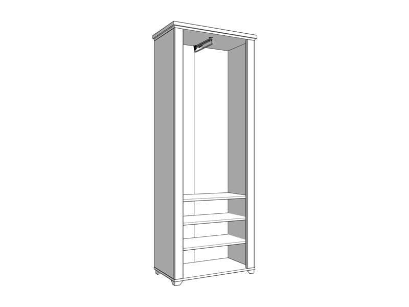 Versatile graphite grey and oak slim mirrored wardrobe with pullout hanging rail and 3 shelves. Space-saving design perfect for any bedroom.