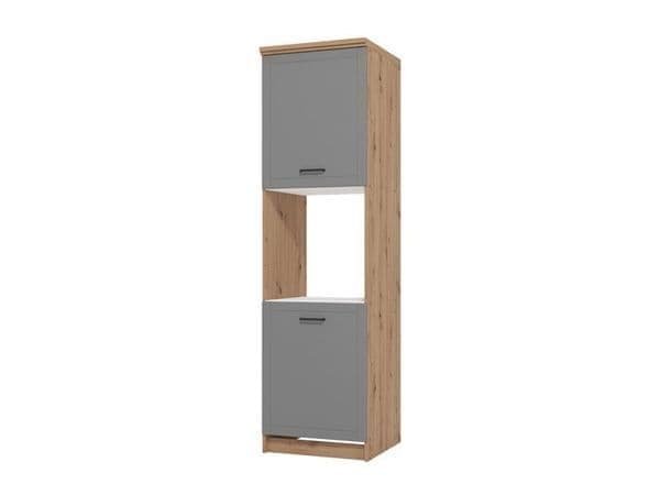 Amos Mann Furniture Hudson grey and oak tall kitchen larder unit in a modern kitchen setting