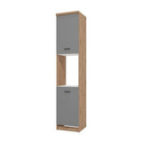 Amos Mann Furniture Hudson grey and oak tall kitchen larder unit in a modern kitchen setting