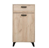 Amos Mann Furniture Kenzo grey oak sideboard with black legs in a modern living room setting