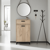 Amos Mann Furniture Kenzo grey oak sideboard with black legs in a modern living room setting