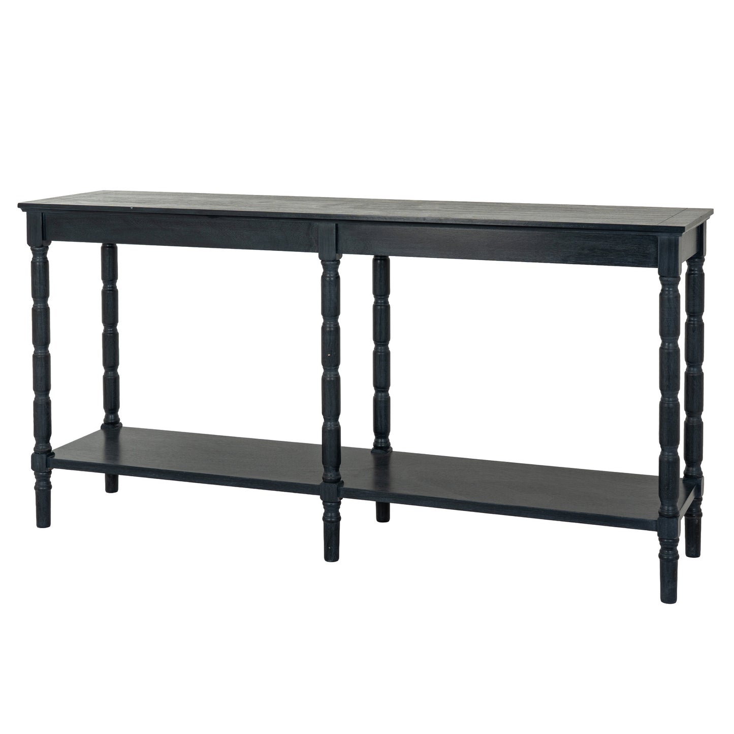 Side view of Hill Interiors Contour Collection large black wooden console table