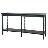 Side view of Hill Interiors Contour Collection large black wooden console table