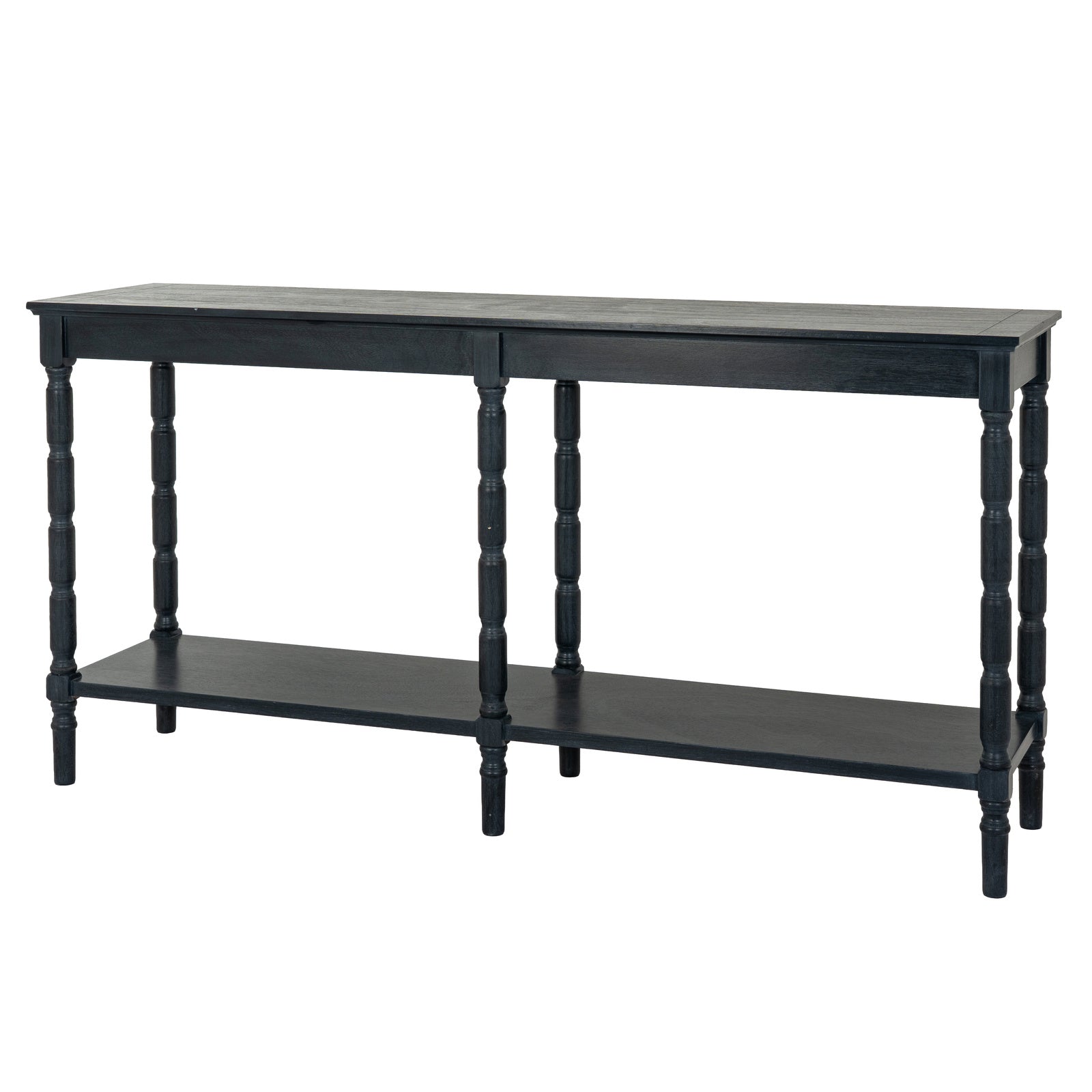 Side view of Hill Interiors Contour Collection large black wooden console table