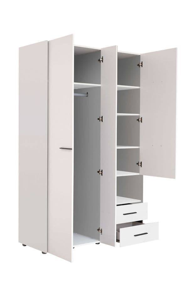 wardrobe, 3 door wardrobe, white wardrobe, mirrored wardrobe, bedroom storage, hanging rails wardrobe, shelves wardrobe, drawers wardrobe, modern wardrobe, elegant wardrobe, Amos Mann Furniture, Limone wardrobe