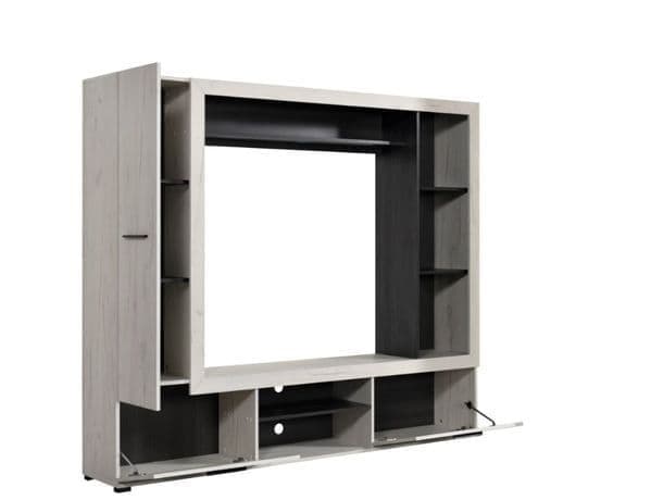 Amos Mann Furniture Lucerne oak entertainment unit in a modern living room setting