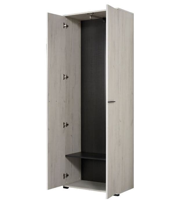 	Amos Mann Furniture Lucerne oak narrow 2 door wardrobe in a modern compact bedroom setting