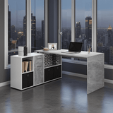 corner desk, flexi desk, reversible desk, concrete grey desk, white desk, home office desk, study desk, office furniture, adaptable desk, Amos Mann Furniture, Luiz desk