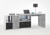 corner desk, flexi desk, reversible desk, concrete grey desk, white desk, home office desk, study desk, office furniture, adaptable desk, Amos Mann Furniture, Luiz desk