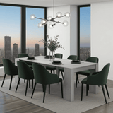 Amos Mann Furniture Luiz concrete grey extending dining table in a modern dining room setting