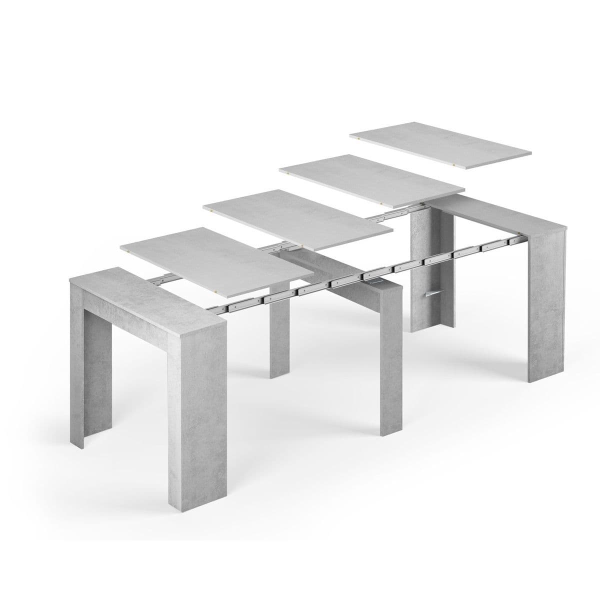 Amos Mann Furniture Luiz concrete grey extending dining table in a modern dining room setting