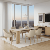 	Amos Mann Furniture Luiz oak effect extending dining table in a modern dining room setting