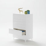 Amos Mann Furniture Madrid tall chest with drawers open showing the spacious storage