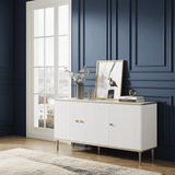 	Amos Mann Furniture Maison white and gold 3 door sideboard in a modern dining room setting
