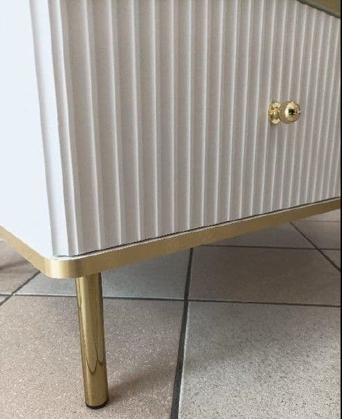 	Amos Mann Furniture Maison white and gold 3 door sideboard in a modern dining room setting
