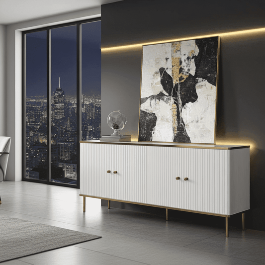 Amos Mann Furniture Maison sideboard with doors open showing the internal shelves