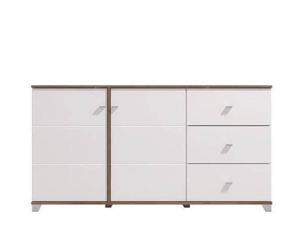 Amos Mann Furniture Merlot white gloss and oak sideboard in a modern dining room setting