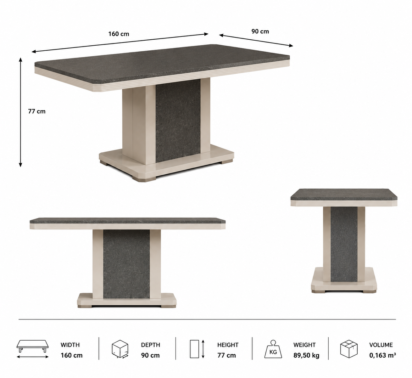 Fixed rectangular dining table – Italian design, modern and sturdy for family meals