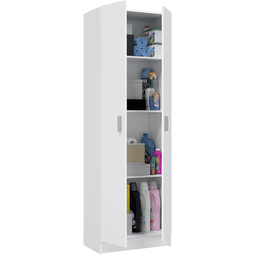 	Amos Mann Furniture multi tall white shoe storage cupboard in a modern hallway setting