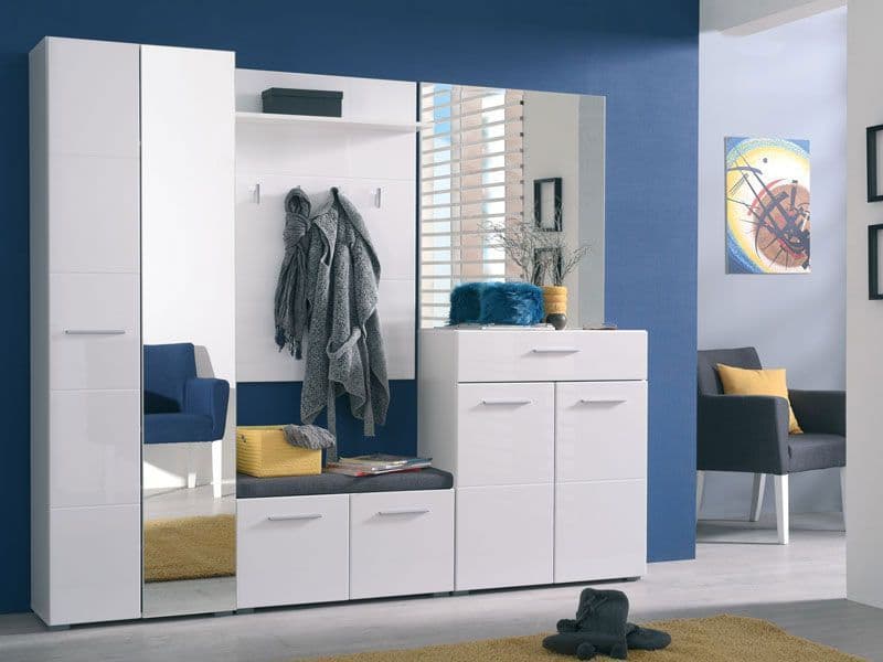 Amos Mann Furniture Myra white mirrored narrow wardrobe in a modern compact bedroom setting