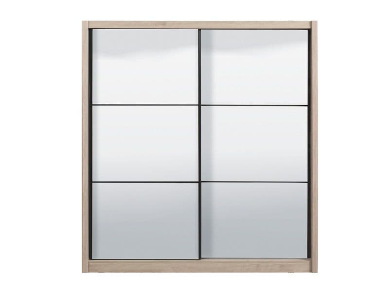 Amos Mann Furniture Nevada artisan oak full mirrored sliding wardrobe in a modern bedroom setting