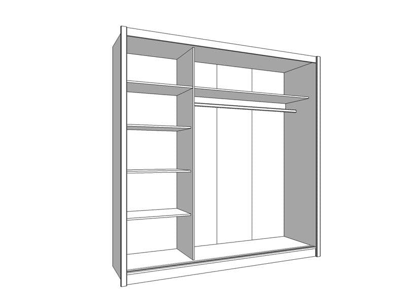 Amos Mann Furniture Nevada artisan oak full mirrored sliding wardrobe in a modern bedroom setting