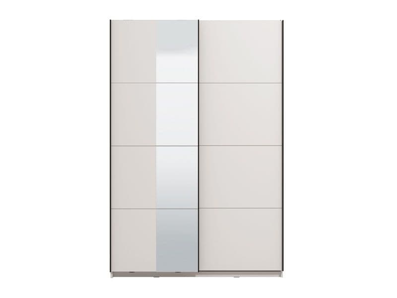 Amos Mann Furniture Noah white sliding wardrobe with full-length mirror in a modern bedroom setting