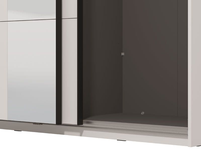 Amos Mann Furniture Noah white sliding wardrobe with full-length mirror in a modern bedroom setting