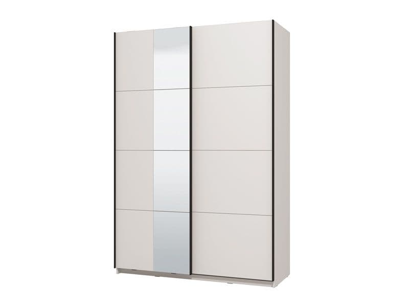 Amos Mann Furniture Noah white sliding wardrobe with full-length mirror in a modern bedroom setting