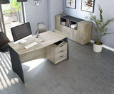 Amos Mann Furniture Oris oak and grey large desk in a modern home office setting
