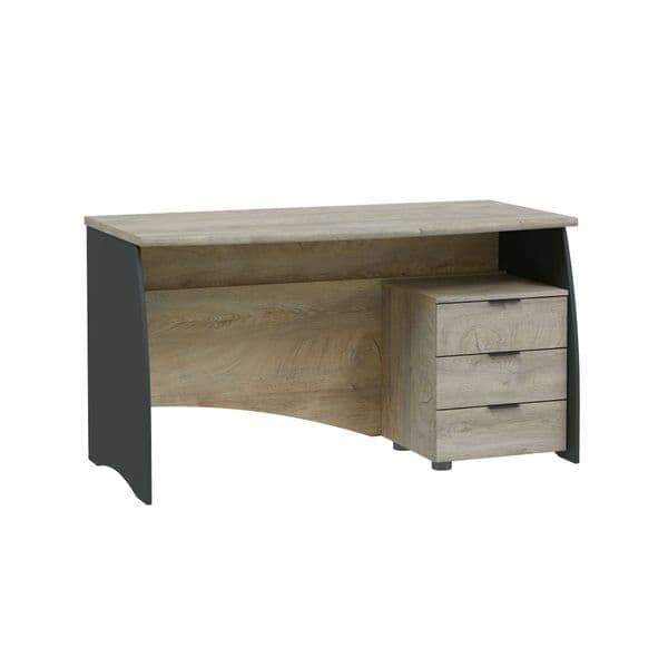 Amos Mann Furniture Oris oak and grey large desk in a modern home office setting