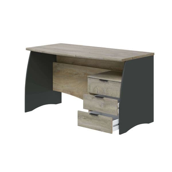 Amos Mann Furniture Oris oak and grey large desk in a modern home office setting