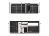 Amos Mann Furniture Pedro white gloss and grey kitchen units in a modern kitchen setting